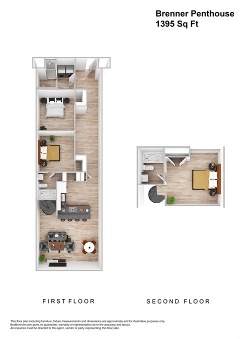 Floor plan for 3 beds, 3 baths, 1395 sqft